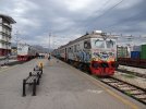 467. EMUs at Podgorica. On left the 12.50 branch line train to Niksic, on right our 12.55 alon...JPG