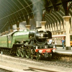 Needed a Gresley engine for my avatar.  Pity about the blinkers, but it's a half-decent shot.  Taken at York on the 'Scarborough Flyer' in Aug 2004.