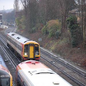 Busy Saturday Morning   South West Trains 159, 444 & 450, West Byfleet