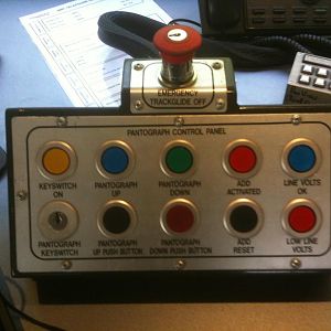 The pantograph controls on the New Measurement Train Development Vehicle.