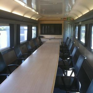 The conference coach on the NMT. Usually used for visitor presentations, and the  (very) occasional board trip.