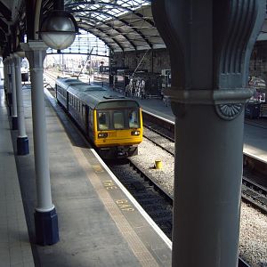 A Northern Class 142 leaves for the Tyne Valley.
