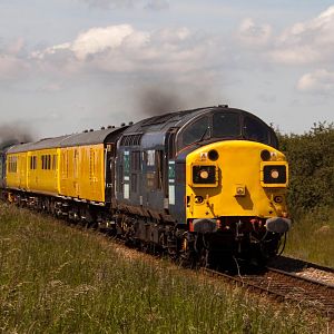 Then we drove to a trackside location were we saw it - 37087 leading - after it reversed at Harrogate.