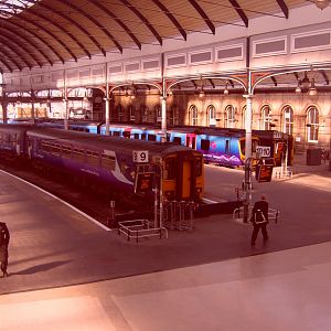 An aerial shot of the bay platforms.
