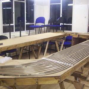 Members of Bouville Model Railway Club have now put most of the N Gauge track on all the boards and we soon be stating on the shed