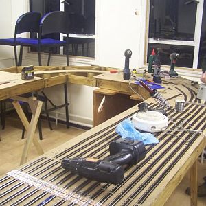 Members of Bouville Model Railway Club have now put most of the N Gauge track on all the boards and we soon be stating on the shed
