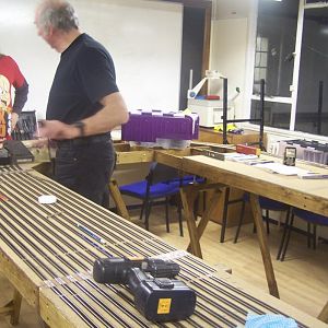 Members of Bouville Model Railway Club have now put most of the N Gauge track on all the boards and we soon be stating on the shed