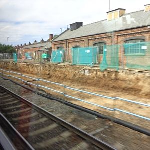 Parkway side of Campbell road where platform has been cut back and dug out ready for ballast
