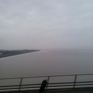 The Humber as seen from the Humber Flyer towards Humberside airport on the Humber Bridge.