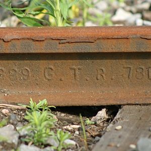 Steel rail 1126 Grand Trunk Railway [Canada] Montreal to Toronto - now in use on a siding ...