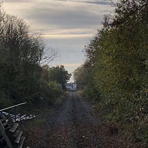 Charbridge Lane crossing looking towards Jarvis Lane and Bicester Village