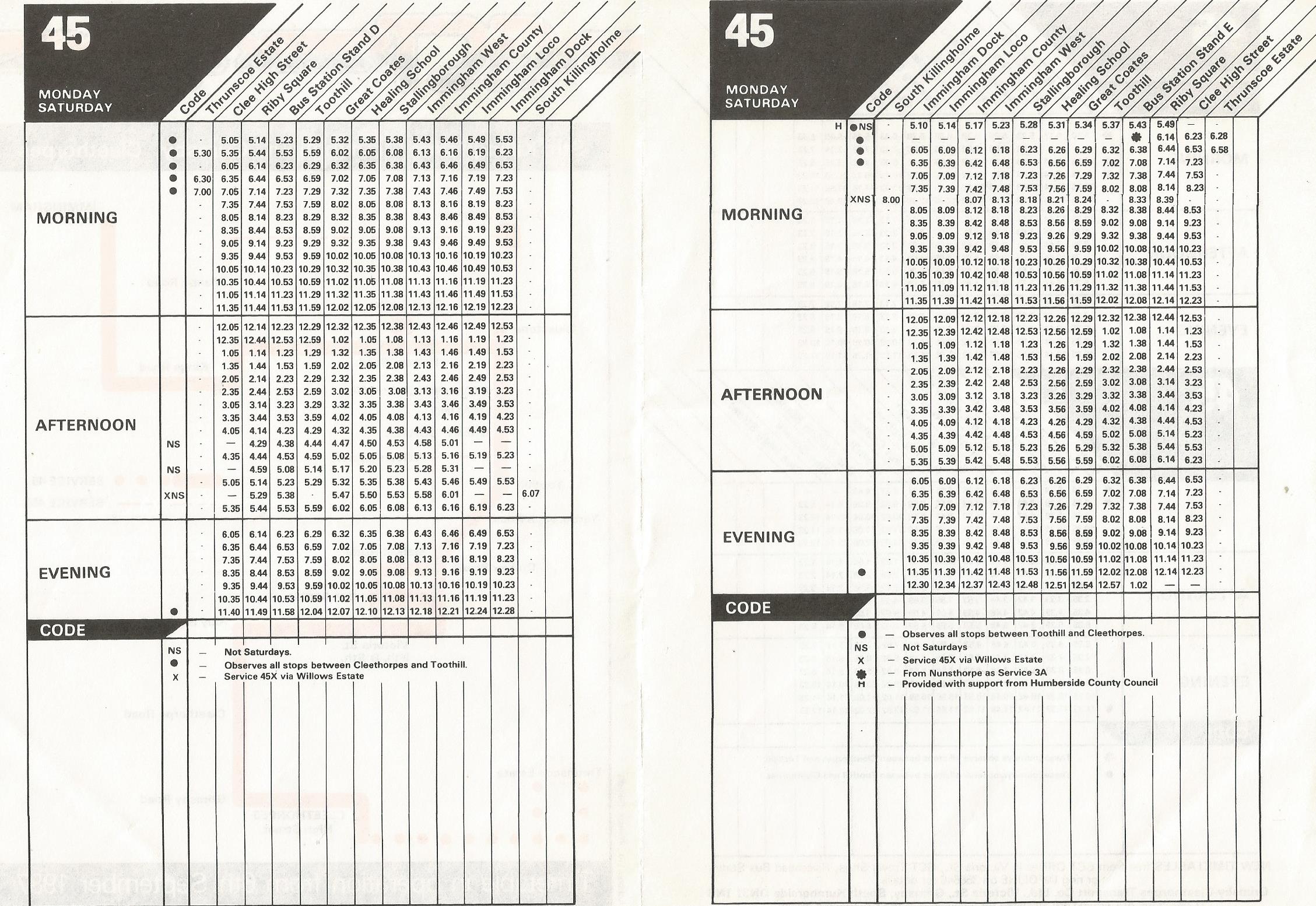 Grimsby Timetable 45 I0002