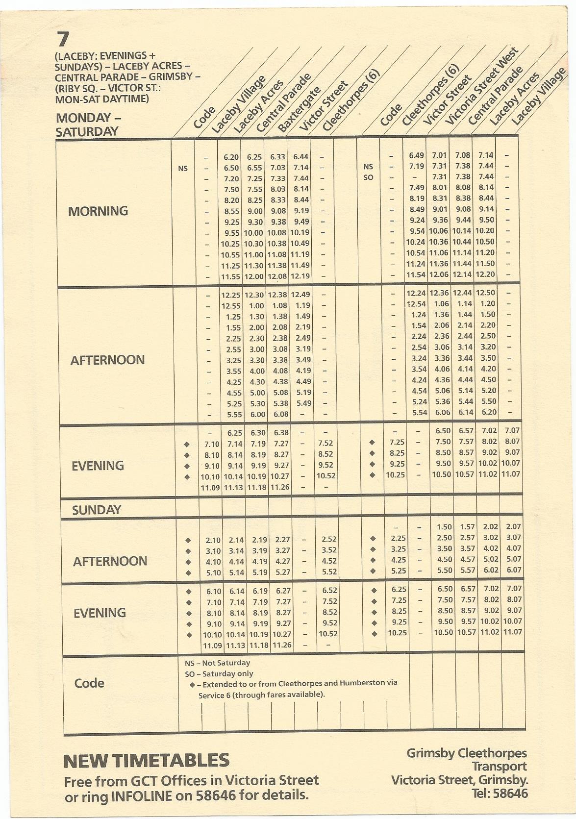 Grimsby Timetable 7 Ii